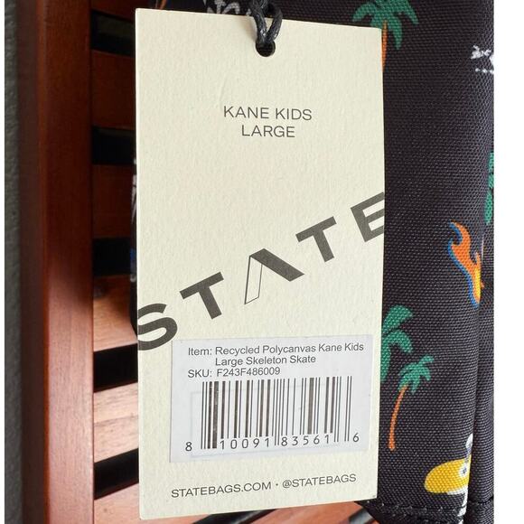 STATE Double Pocket Kane Kids Large Skeleton Skate Backpack Travel Bag | NWT main image 8